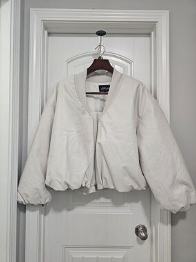 By.Dyln Atticus Cream Cropped Bomber Jacket